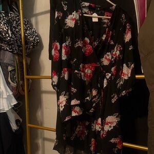 Torrid Black and Red Floral High Low Dress